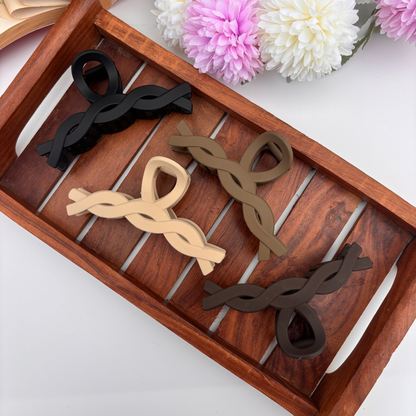 Matte Finish Twisted Hair Claw - Large