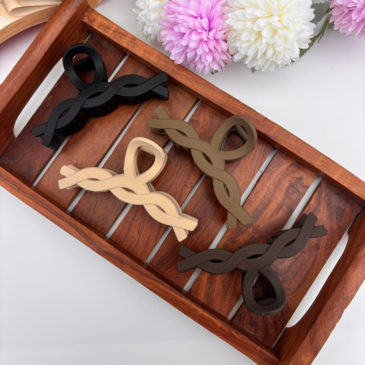 Matte Finish Twisted Hair Claw - Large