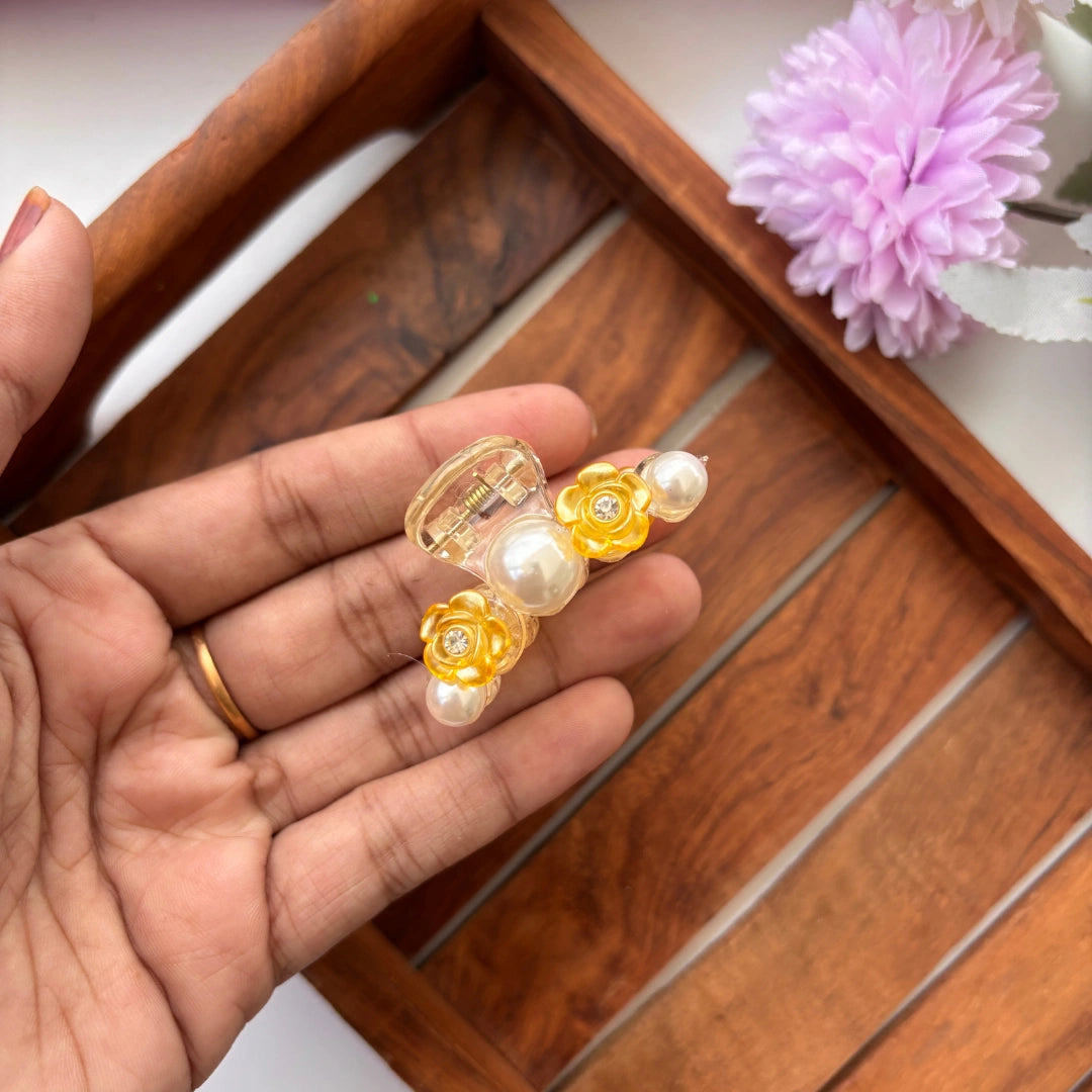 Rose Pearl Hair Claw - Small