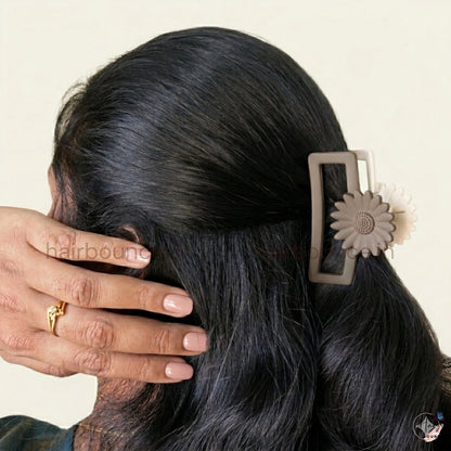 Dual-Colour Sunflower Rectangle Hair Claw – Medium