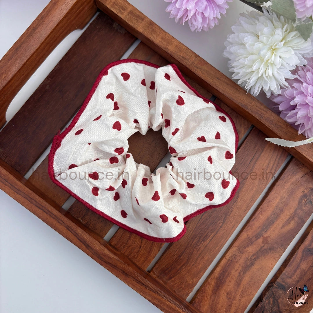 Berry Blossom Printed Scrunchie for Women & Girls | Cute Floral, Heart & Polka Dot Hair Tie