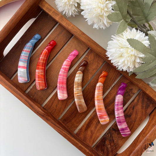Striped Banana Hair Clip – Medium