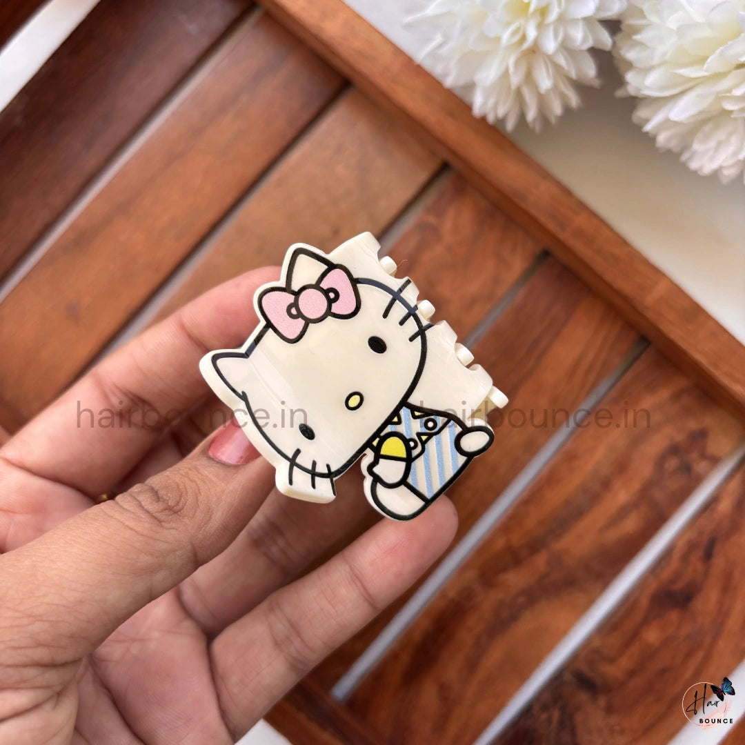 Cute Kitty With Bow Cartoon Hair Claw – Medium