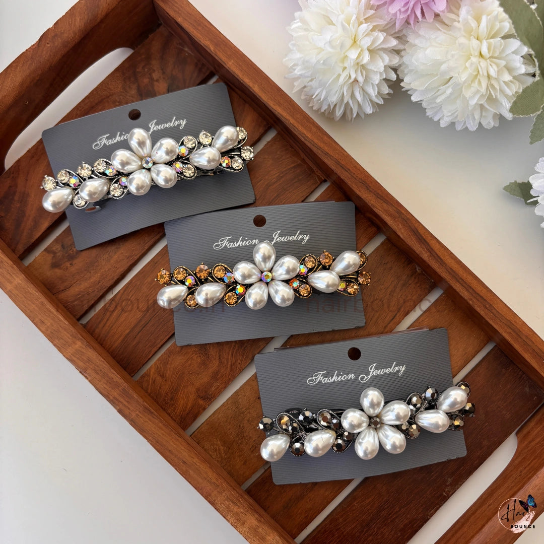 Royal Pearl Bloom Center Hair Clip