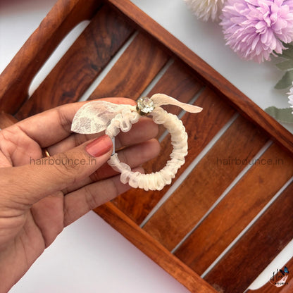 Sheer Bow Crystal Scrunchie