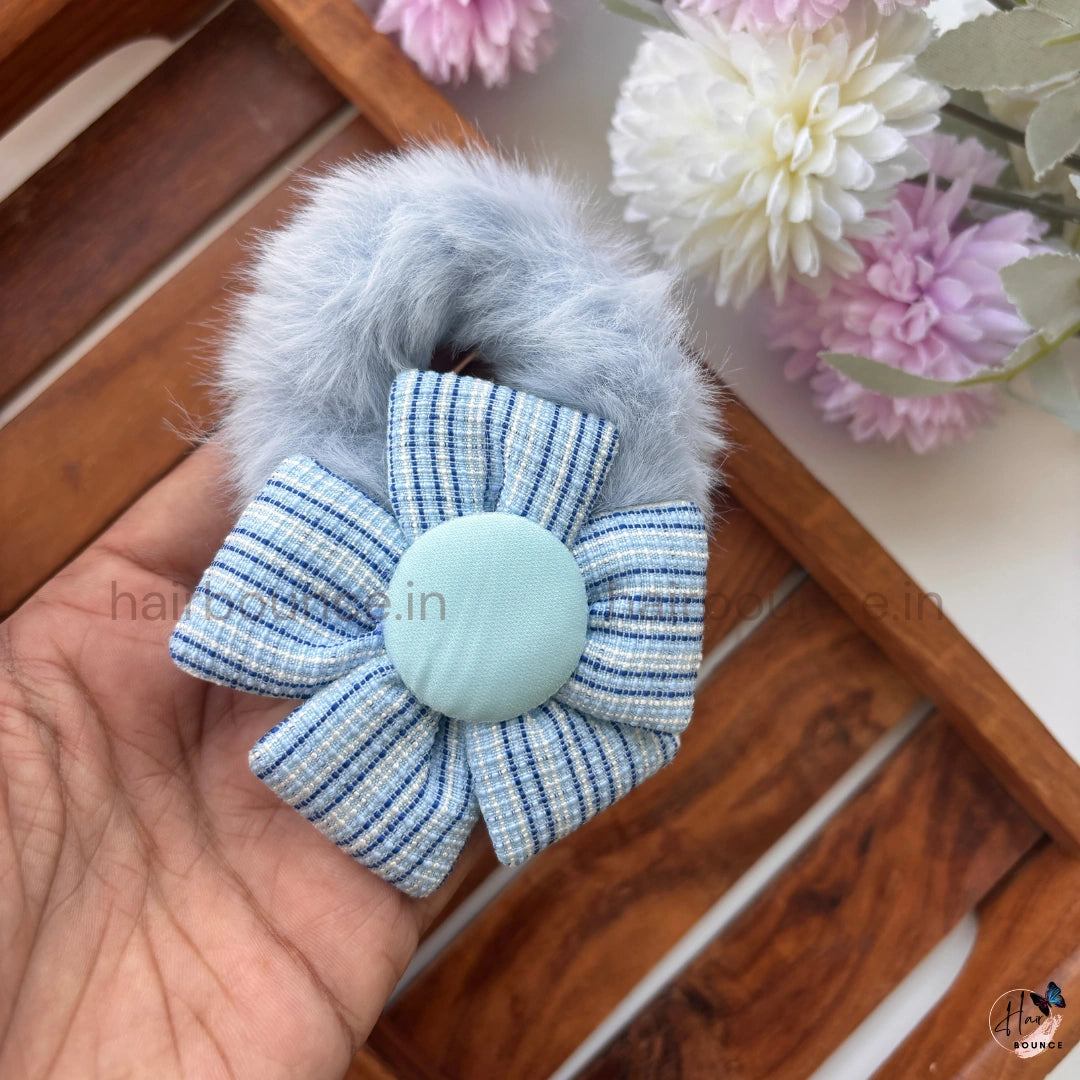 Cozy Bloom Fur Scrunchie | Soft Plush Floral Hair Scrunchie for Women & Girls