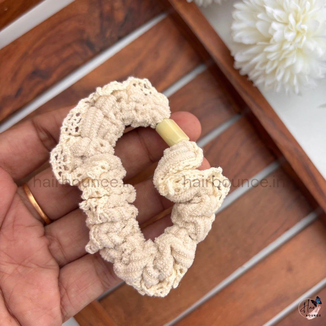 Pastel Lace Trim Scrunchie Hair Tie