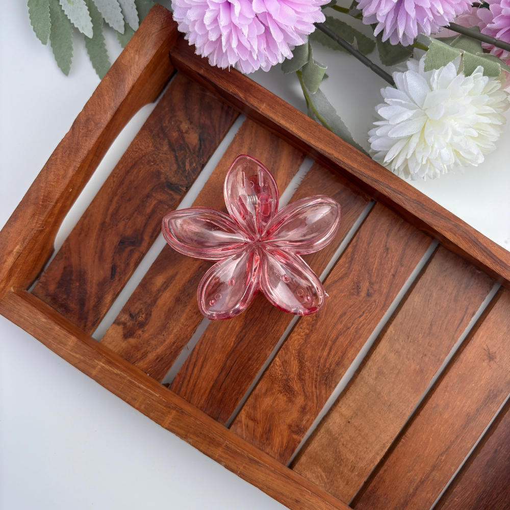 Bright Shades Glassy Flower Hair Claw - Large