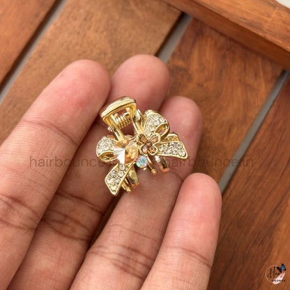 Crystal Bow Blossom Mini Hair Claw – Small