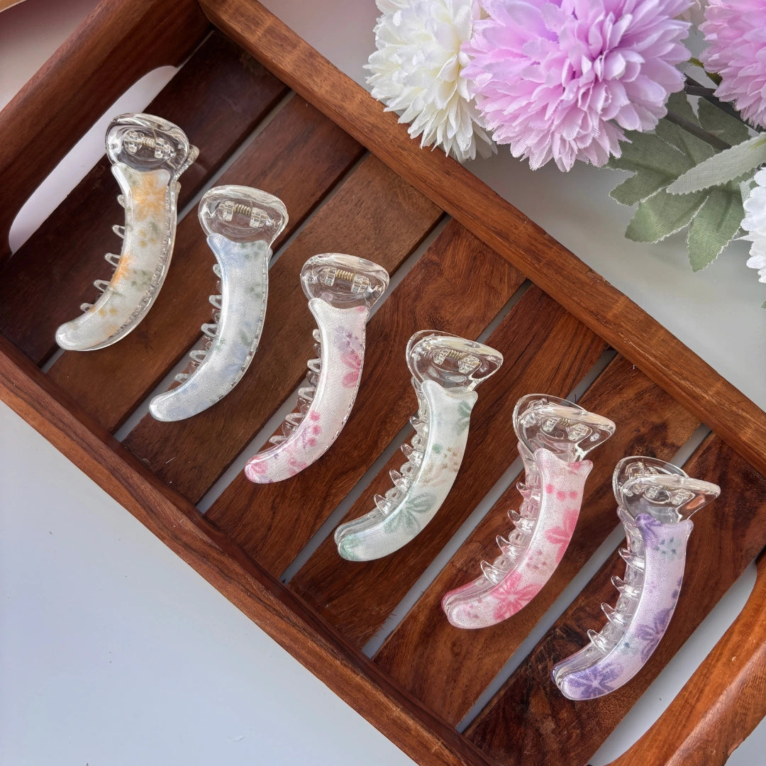 Bofeini Flower Printed Banana Clip - Medium