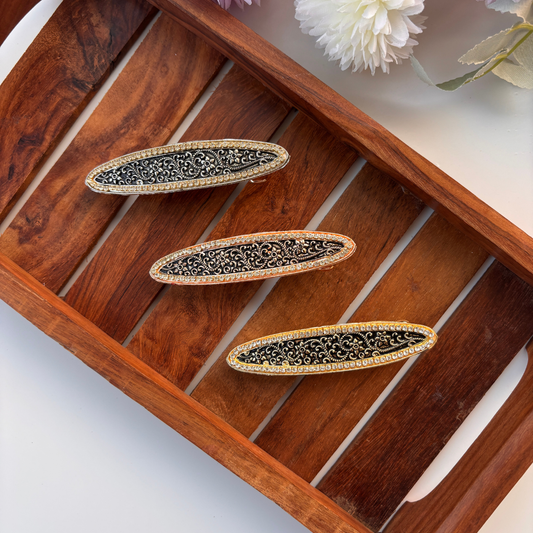 Antique Oval Embossed Hair Clip