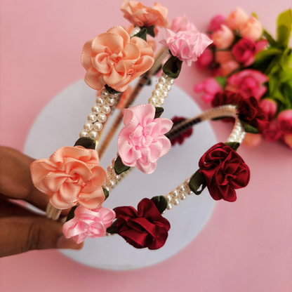 Rose with Pearl Metal Headband