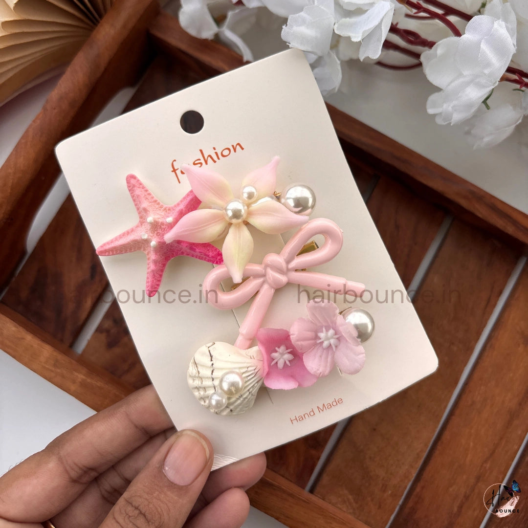 Seaside Bloom Starfish Hair Clip Set – Pack of 3