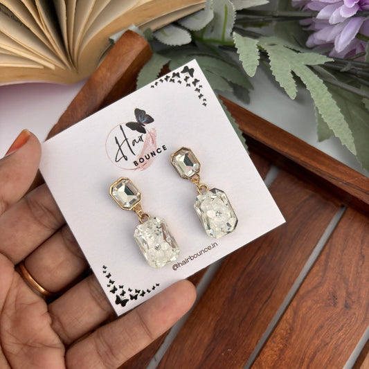 Emerald Luxe Drop Earrings – White