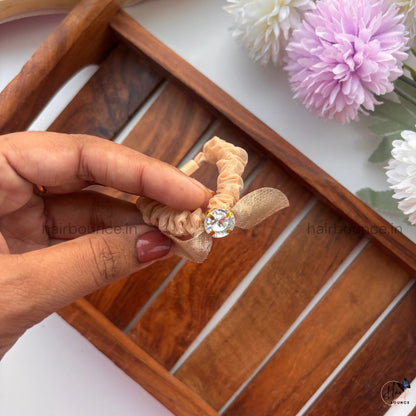 Sheer Bow Crystal Scrunchie