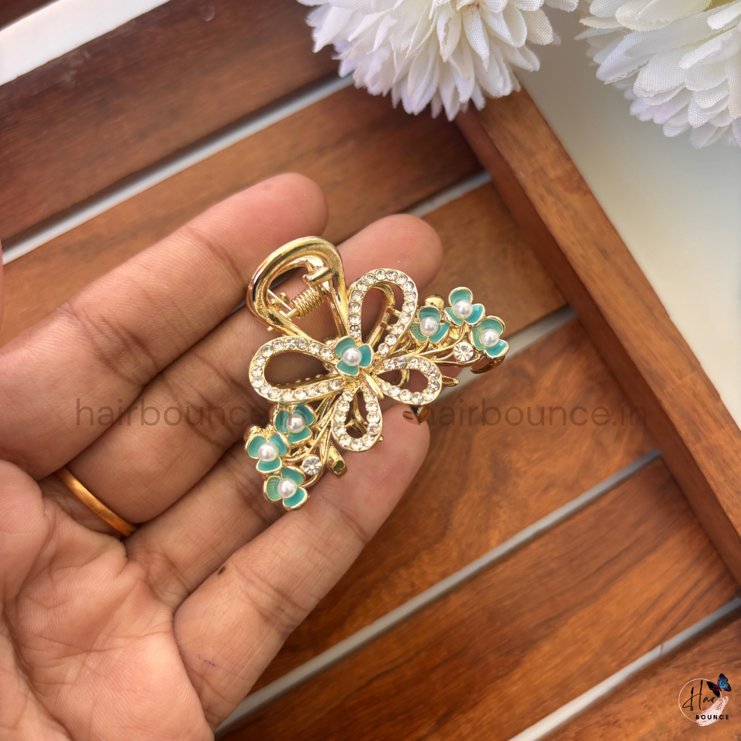 Royal Crystal Bow Hair Claw -  Medium