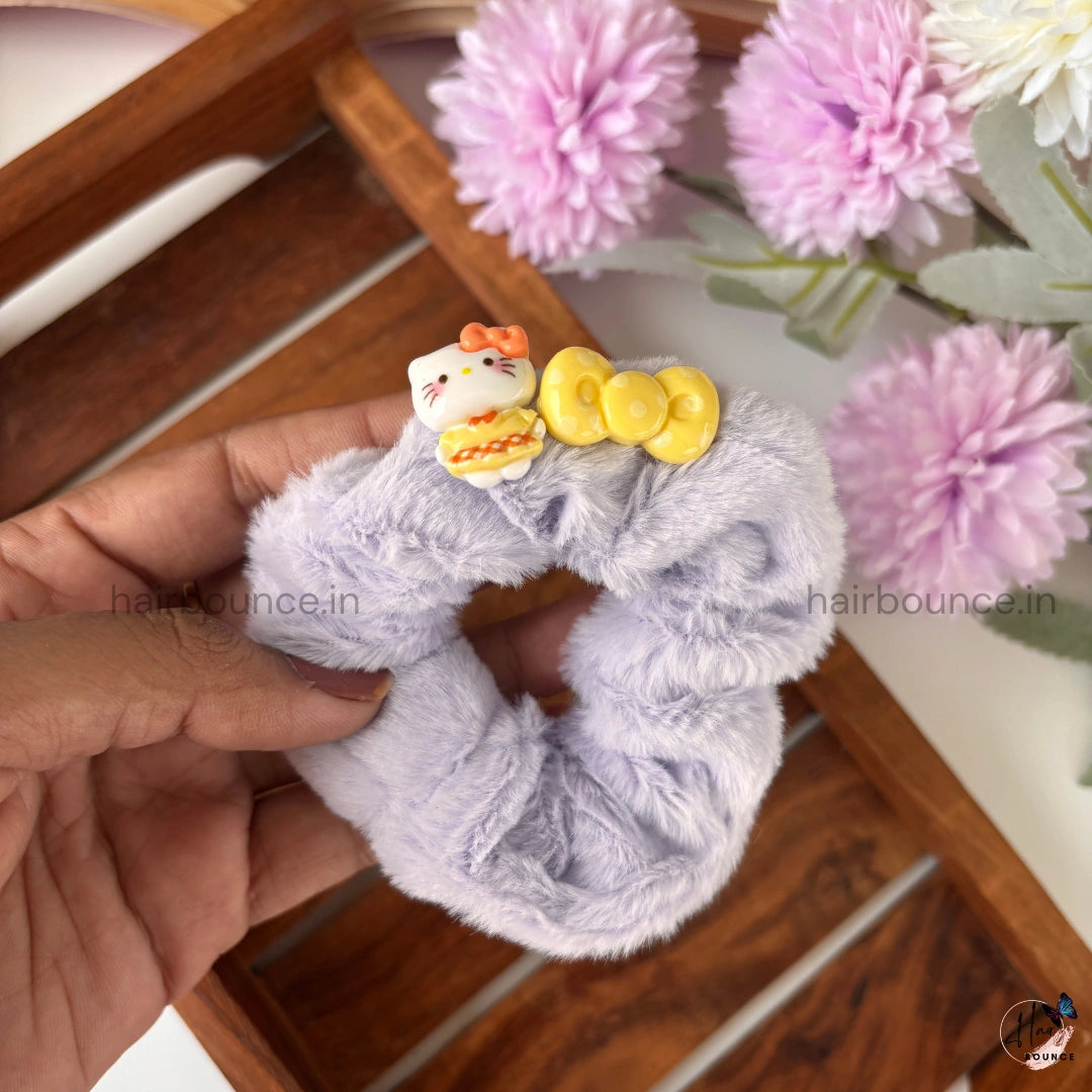 Kitty Bow Plush Scrunchies – Soft, Cute & Perfect for Kids!
