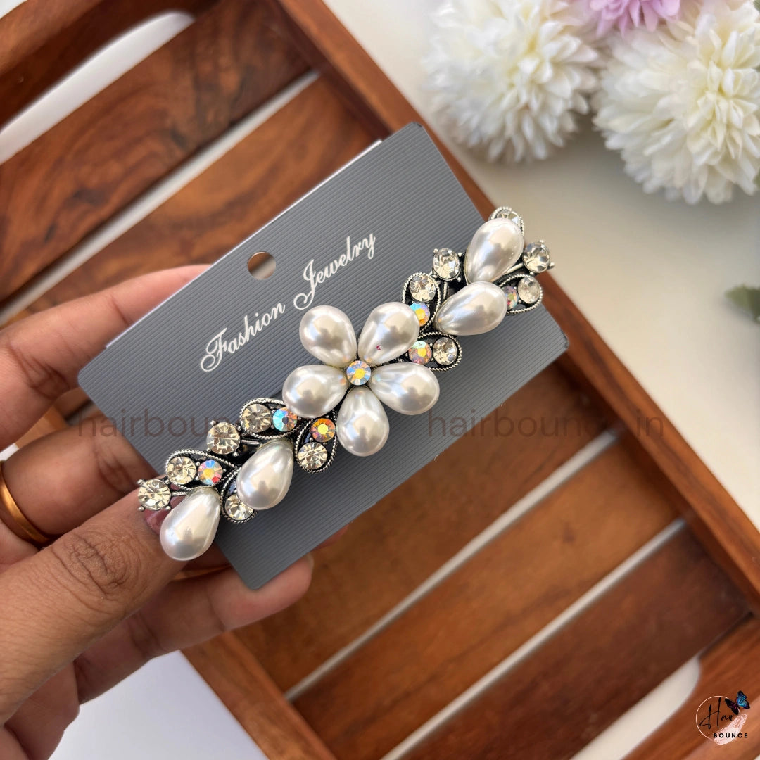 Royal Pearl Bloom Center Hair Clip