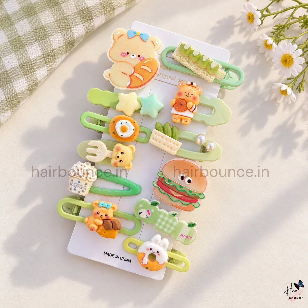 Sweet Treats & Cute Friends Kids Hair Clips - Pack of 12