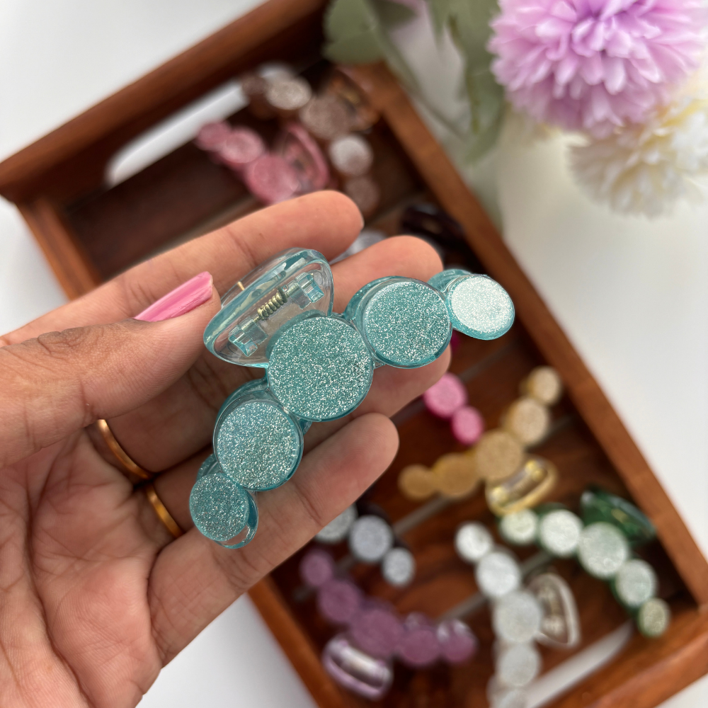 Glitter Dotted Hair Claw - Medium