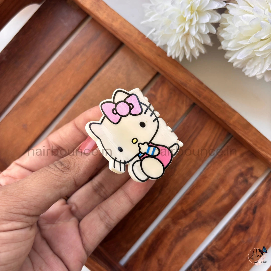 Cute Kitty With Bow Cartoon Hair Claw – Medium