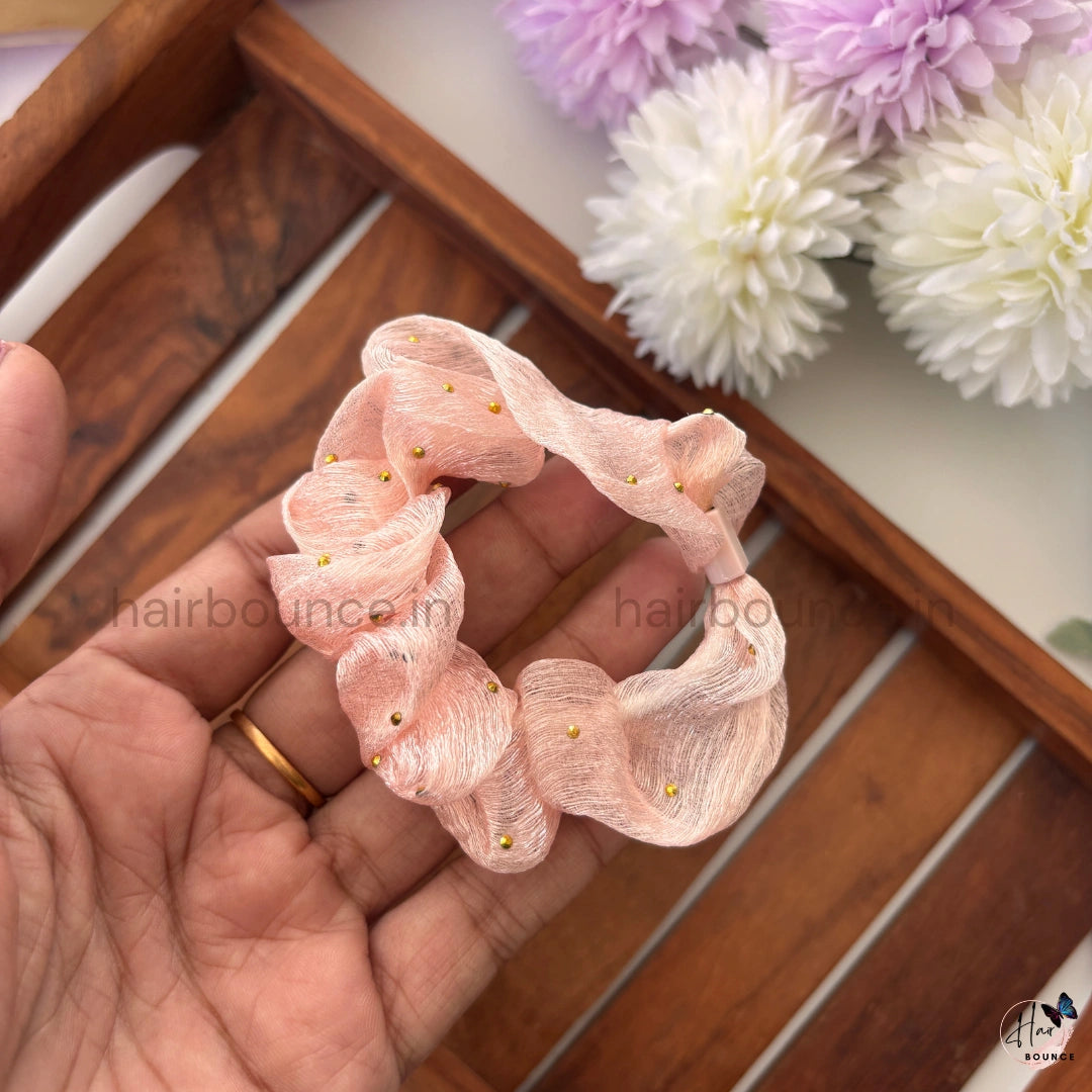 Pearl Stud Organza Scrunchies