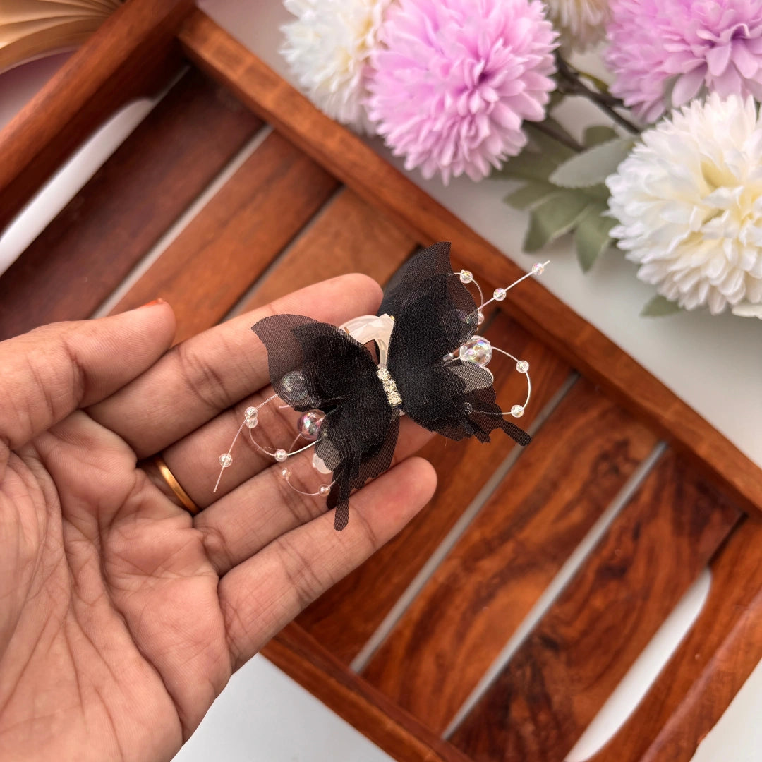 Elegant Butterfly Bead Hair Claw - Small