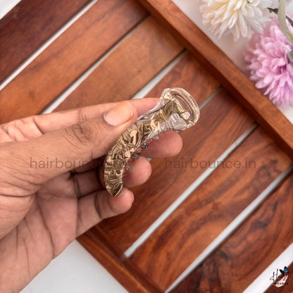 Classic Marble Curved Banana Hair Clip – Small