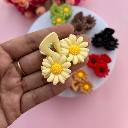 Double Flower Matte Finish Hair Claw - Medium