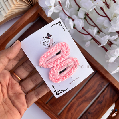 Plain Handmade Crochet Tic Tac Hair Clips – Pack of 2