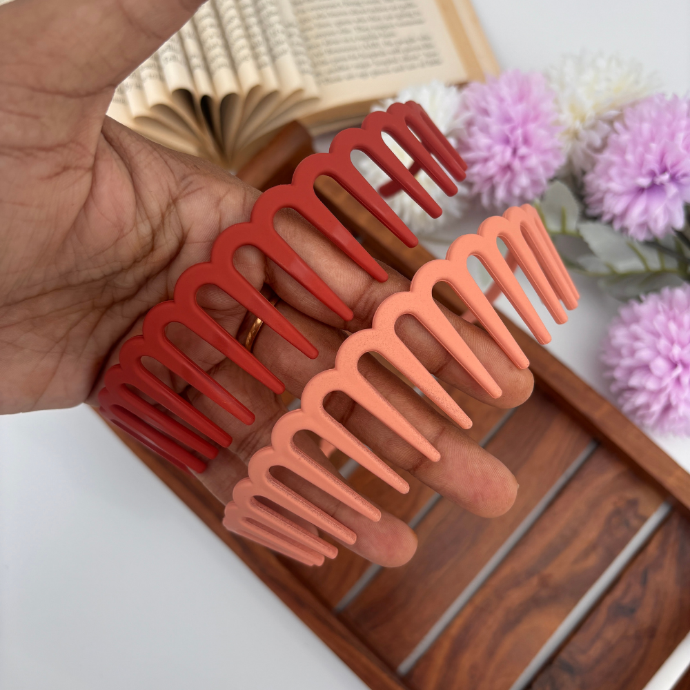 Comb Matte Finish Headband - Pack of 2 (Assorted Colours)