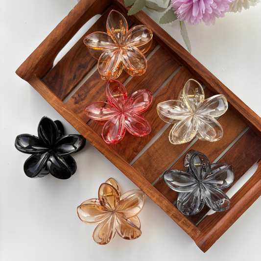 Glassy Flower Hair Claw - Large