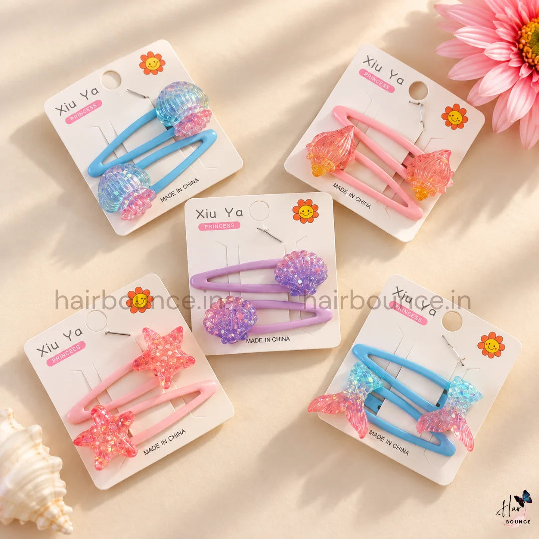 Ocean Sparkle Glitter Tic Tac Hair Clips – Set of 5
