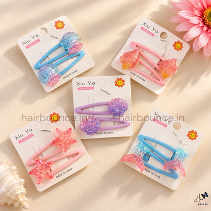 Ocean Sparkle Glitter Tic Tac Hair Clips – Set of 5