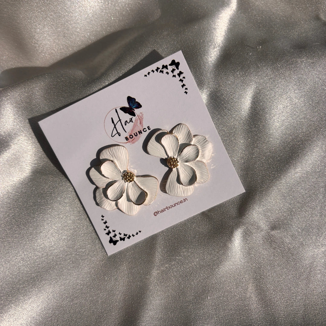 Classic Petal Bloom Earrings - Gold Outline