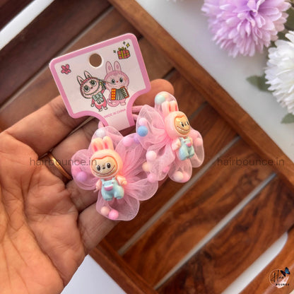 Cute Bunny Pom-Pom Organza Hair Rubber Bands