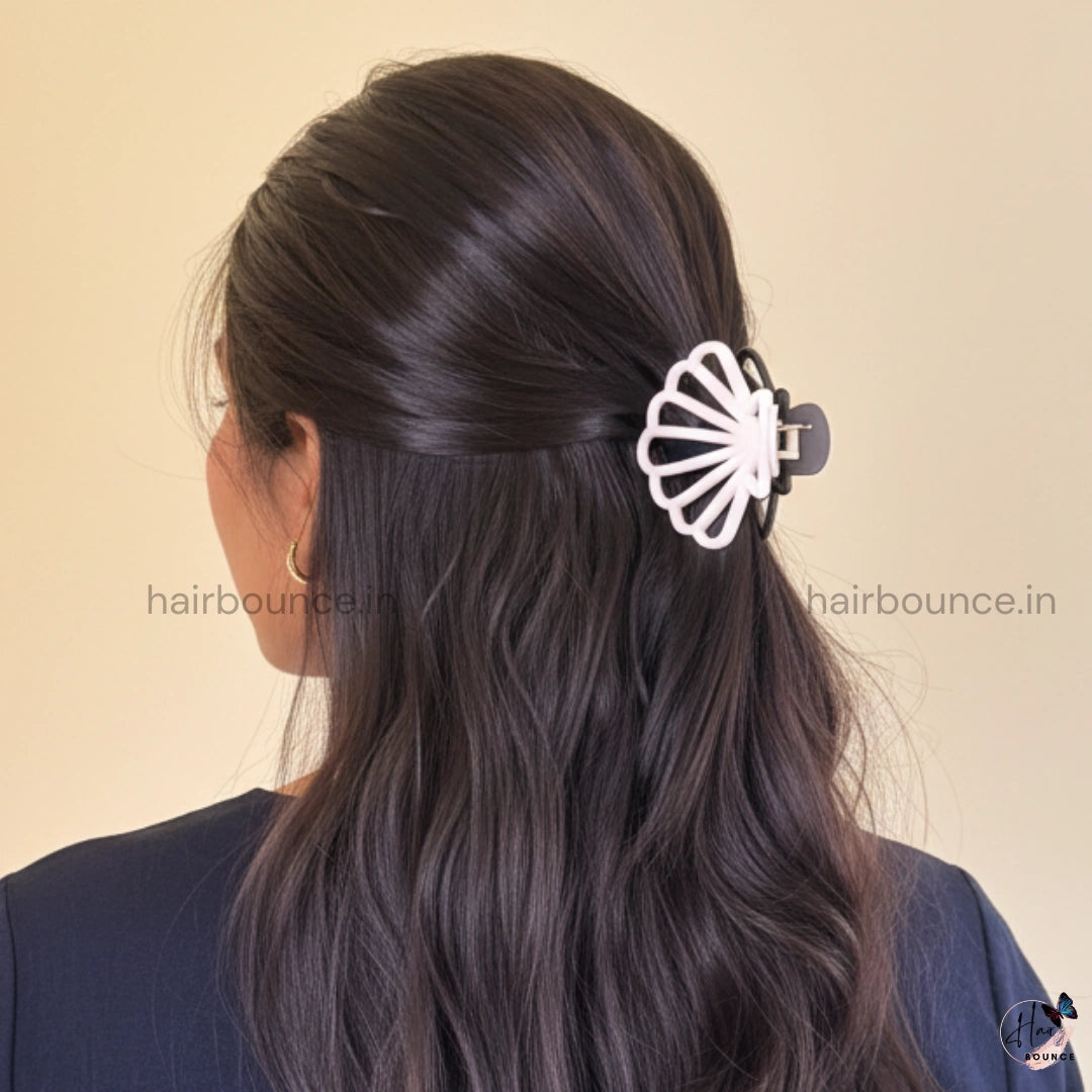 Dual Colour Shell Hair Claw - Medium