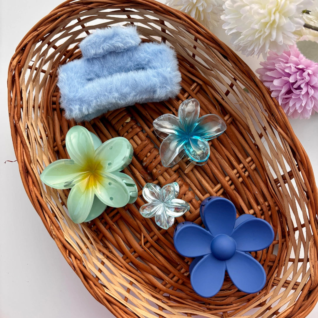 Blue Bloom Hair Clip Set