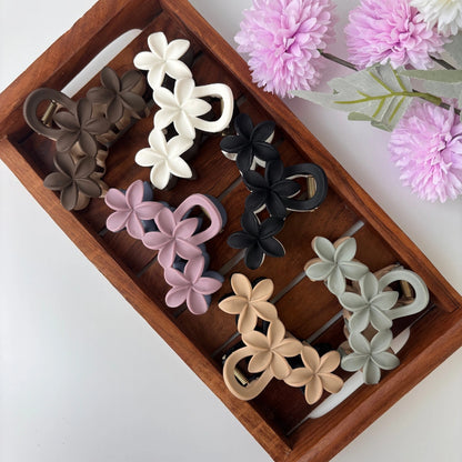 Dual Colour Triple Lilly Flower Hair Claw - Large