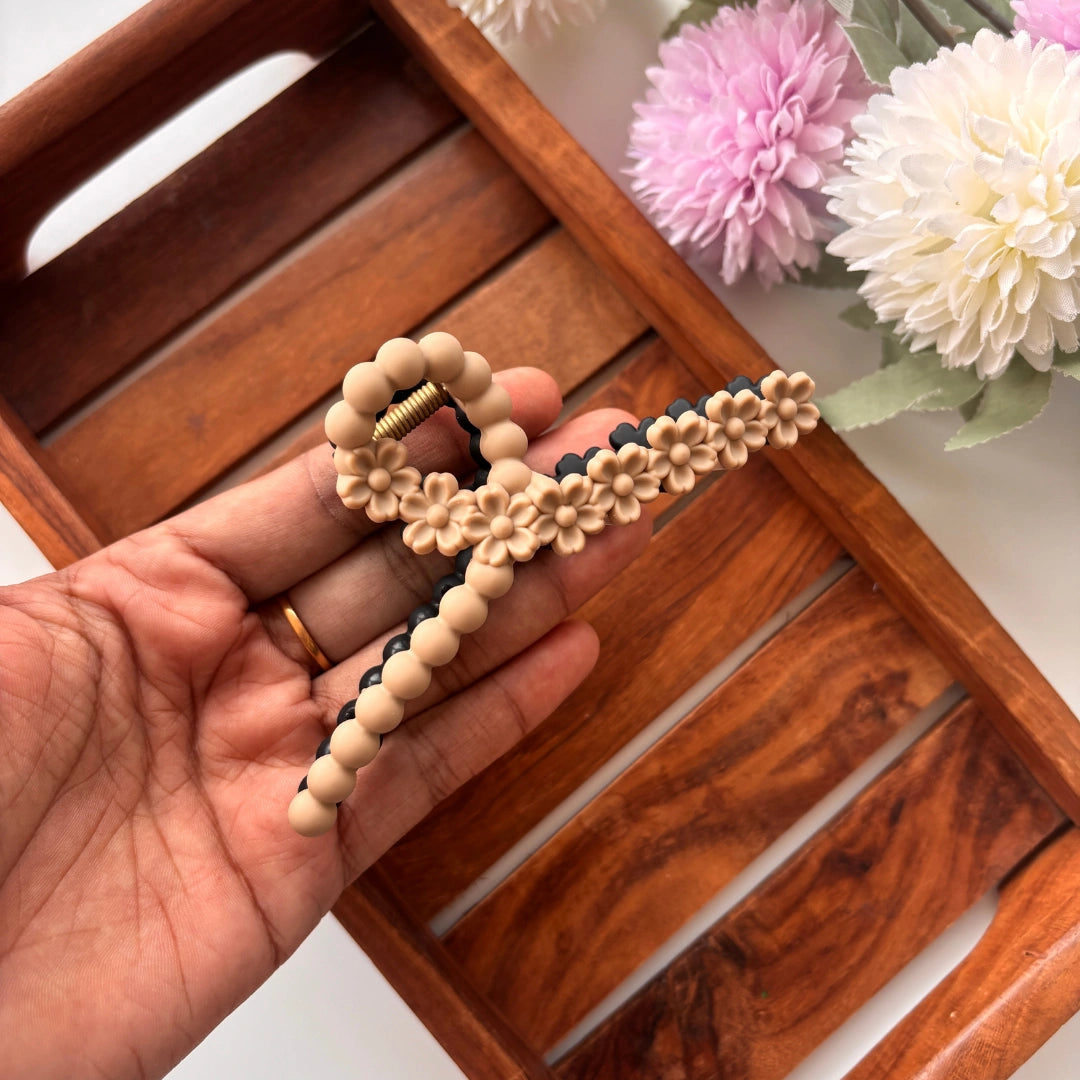 Dual Colour Flower Loop Hair Claw - Large