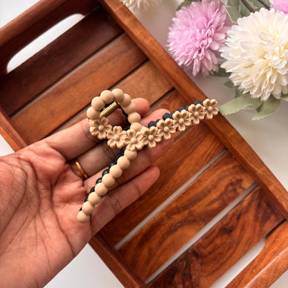 Dual Colour Flower Loop Hair Claw - Large