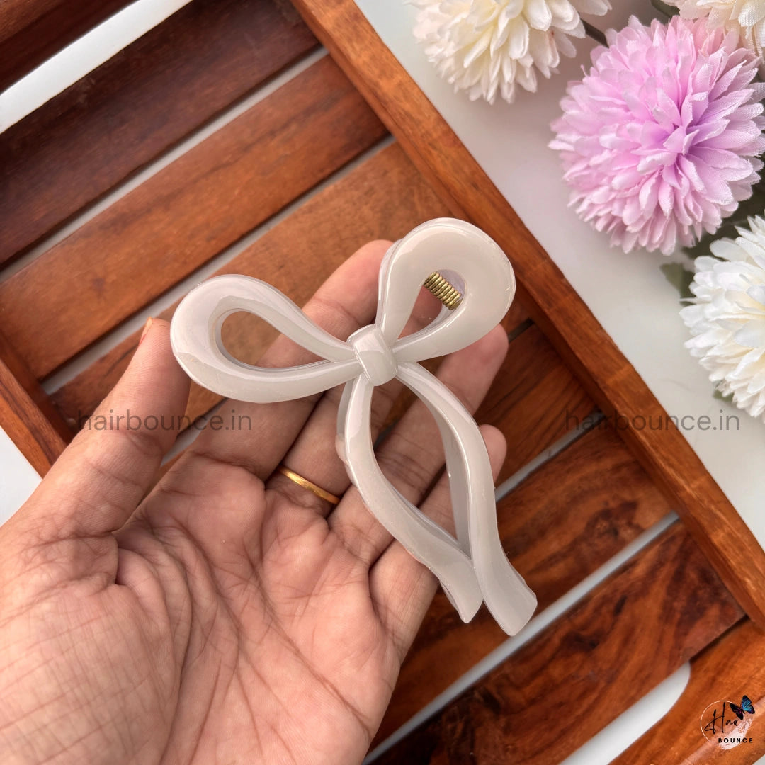 Pastel Elegance Bow Hair Claw - Premium Acrylic Large