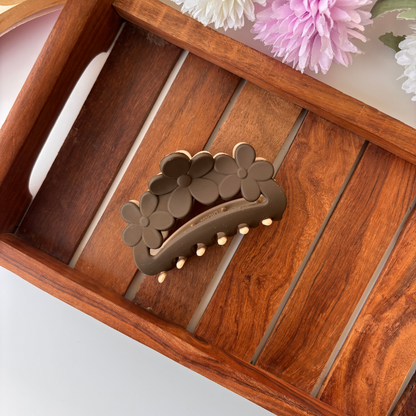 Dual Colour Flower Curve Hair Claw - Medium