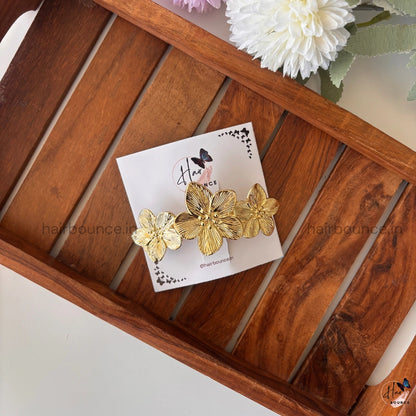 Luxe Bloom Metal Flower Hair Clip – Premium Finish