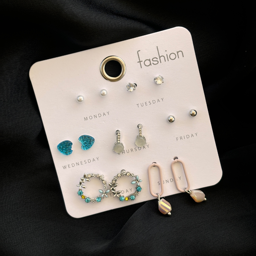 Korean Earrings Set (7 Pair Set)