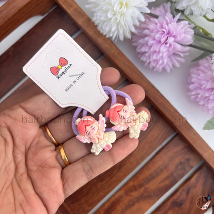 Dreamy Angel Kids Hair Ties – Cute Cartoon Elastic Ponytail Holders (Pack of 2)