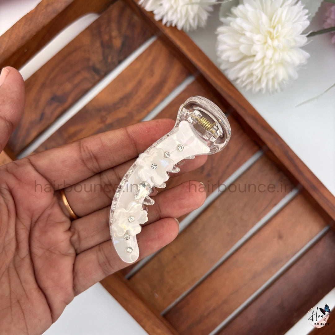 Crystal Blossom Banana Hair Clip – Medium