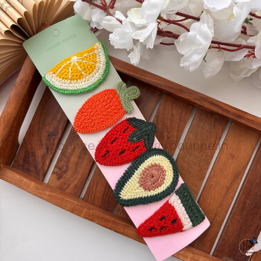 Fruity Fun Crochet Hair Clips – Pack of 5