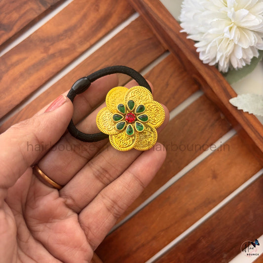 Traditional Gold Floral Hair Tie