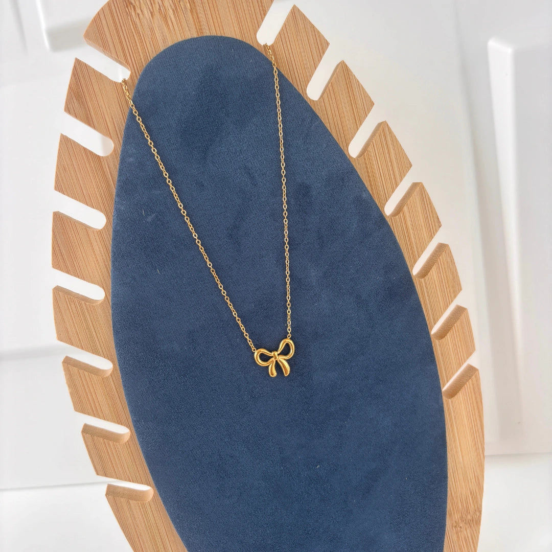 Golden Ribbon Charm Necklace